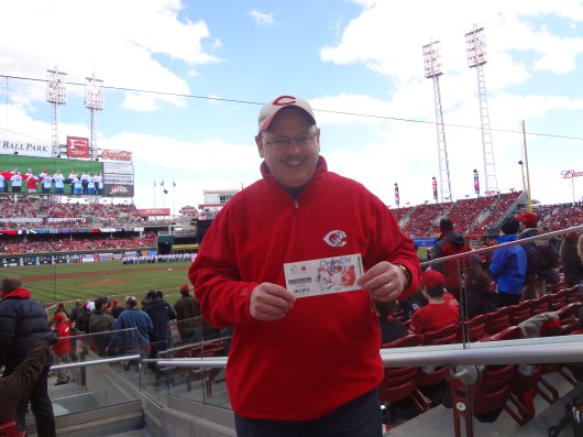 At Great American Ballpark on Reds Opening Day