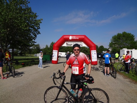At the start.  Finally got that Red Rider jersey on.  There were way more riders than last year.  Yay!