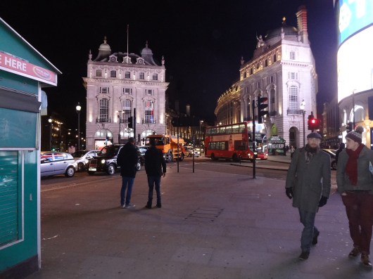 Picadilly Circus, about 11:00 p.m.