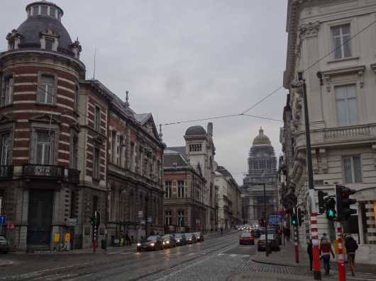 Looking down the Rue de la Regence, toward the Palais de Justice.