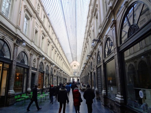 Shoppers at Les Galeries Royales Saint-Hubert.